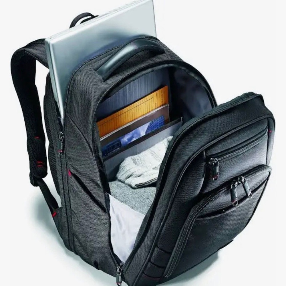 Samsonite Black Backpack with Subtle Red Trim NWT - image 5